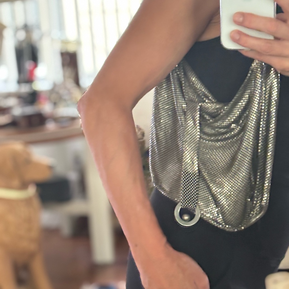 Silver Chainmail & crocodile Shoulder Bag